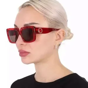 VERSACE RUBY RED SUNGLASSES WITH BOLD GOLD WITH RED CRYSTALS SURROUNDING MEDUSA Medusa Honor Rectangular Sunglasses Red,Havana | VERSACE US main image 3